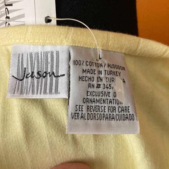 Jason Maxwell Pale Yellow ribbed T-shirt with floral design. NWT LARGE - Picture 5 of 5